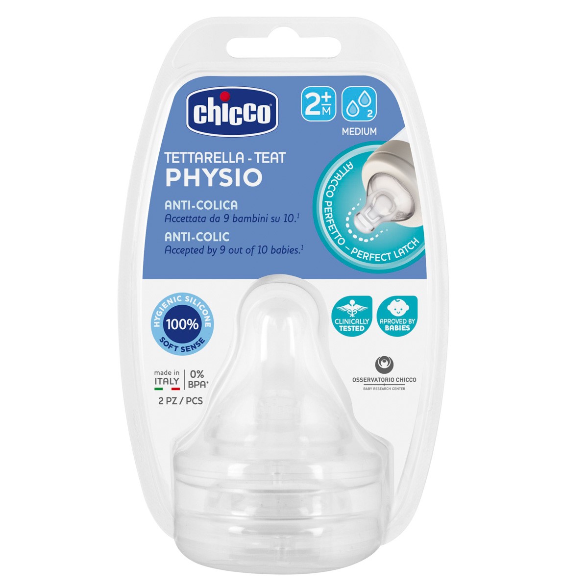 Imagen de Chicco Tetina Physio silicona f/medio 2m+ 2und