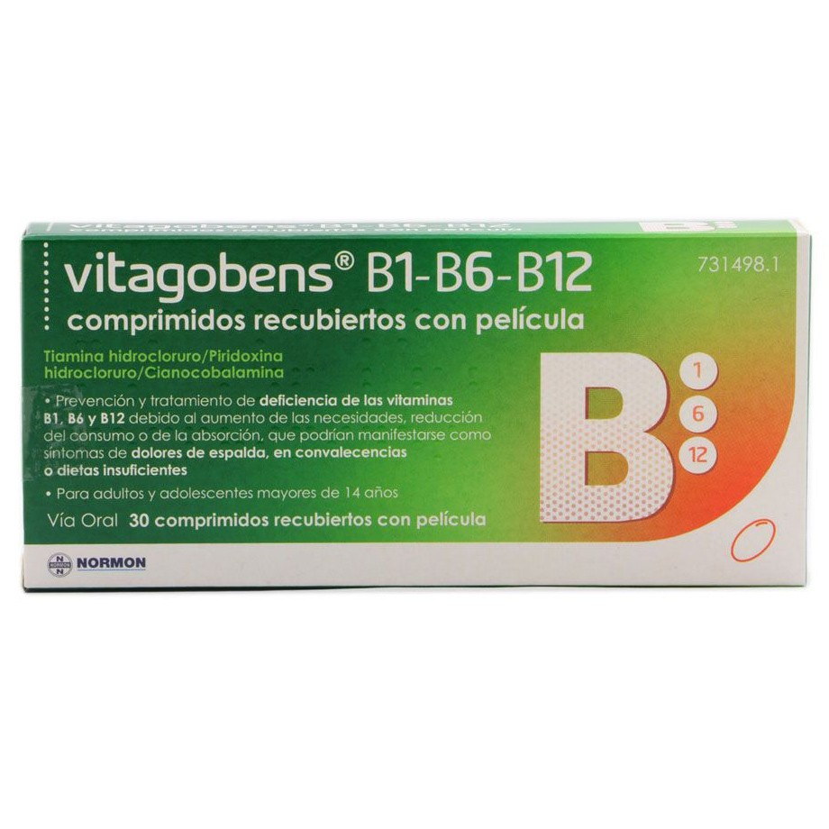 Imagen de Vitagobens b1 b6 b12 30 comprimidos recubiertos